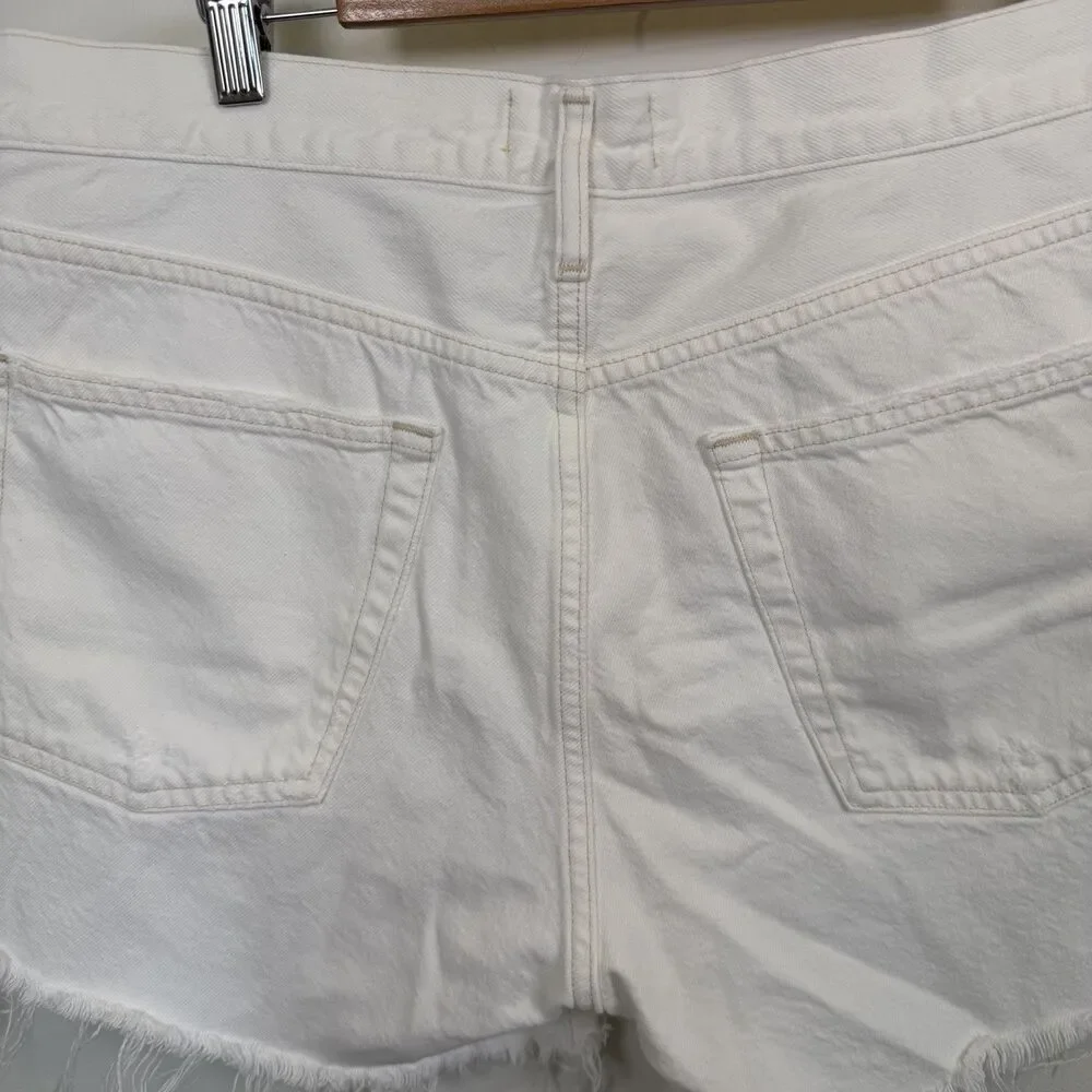 Agolde Parker Long Shorts Womens Size 32 White Vintage Cut Off Denim High Waist